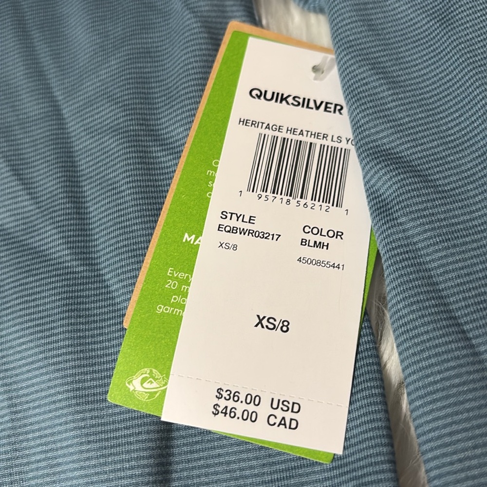 NWT Flawed Quiksilver Long Sleeve Heritage Heather UPF 50+ Protection Youth 8 - Picture 4 of 10